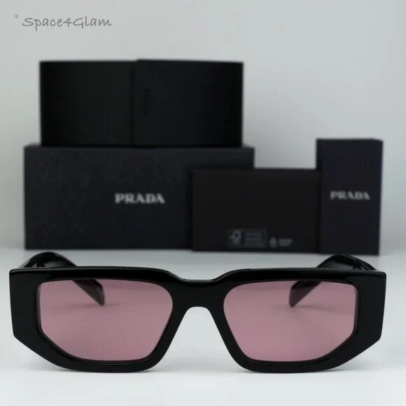 BRAND NEW Prada PR09ZS 16K30L Black Pink Unisex Rectangle Sunglasses